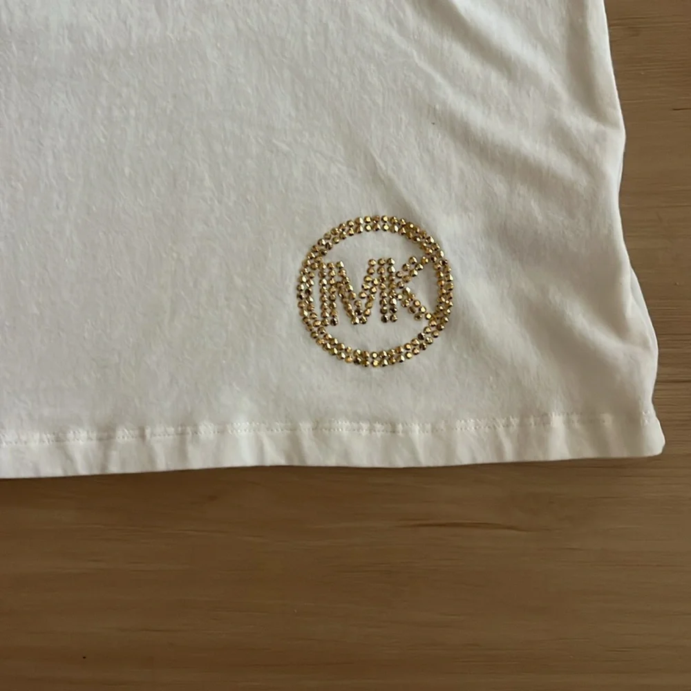 MICHAEL KORS CREAM 3/4SLEEN V-NECK TOP COTTON SPANDEX BLEND LIGHTWEIGHT MEDIUM